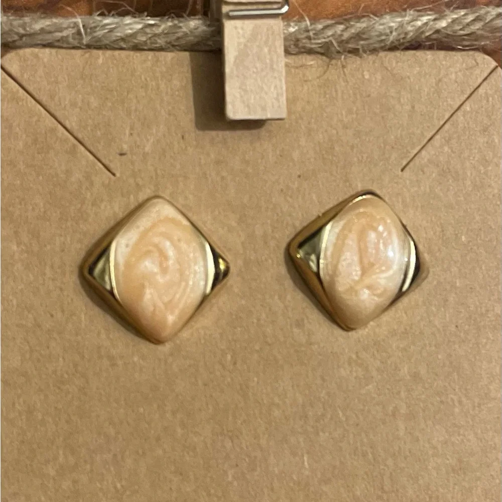 Chic Gold and Cream Earrings